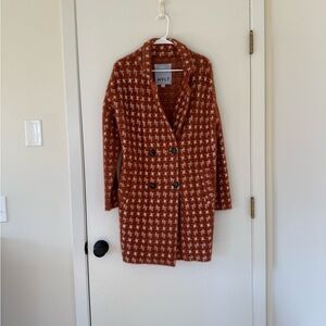 NVLT Rust Houndstooth Pea Coat
